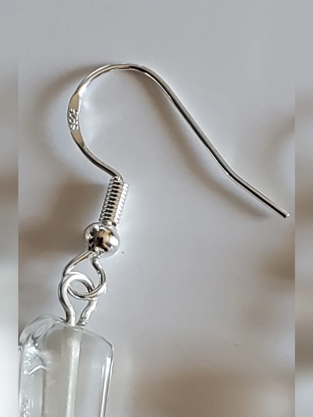 2 Pairs Sterling Silver 925 Clear Crystal & Smoky Quarts Gemstones Drop Earrings - Picture 7 of 8